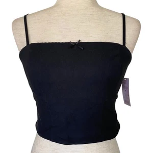 NEW WILD FABLE Crop Top Black Size Medium Boho Smocked Back Adjustable Strap - Picture 1 of 4