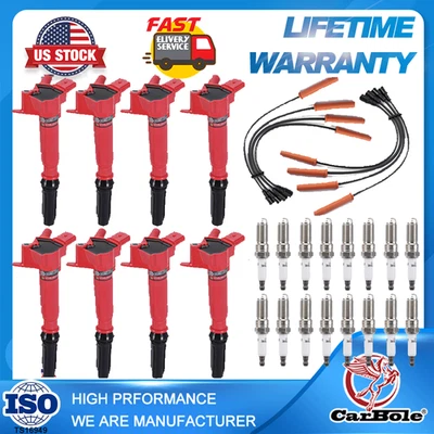 8X Ignition Coils+Spark Plug+Wire Set For 2011-2016 Ford F250 F350 6.2L V8 UF631 - Image 1 of 4