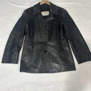 Vintage Giorgio 1966 italienische schwarze Lederjacke Herren 46 Vera Pelle 90er - Bild 1 von 17