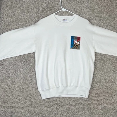 复古运动衫男式大号白色疯狂衬衫夏威夷触地得分俱乐部足球 — 第 1/4 张图片