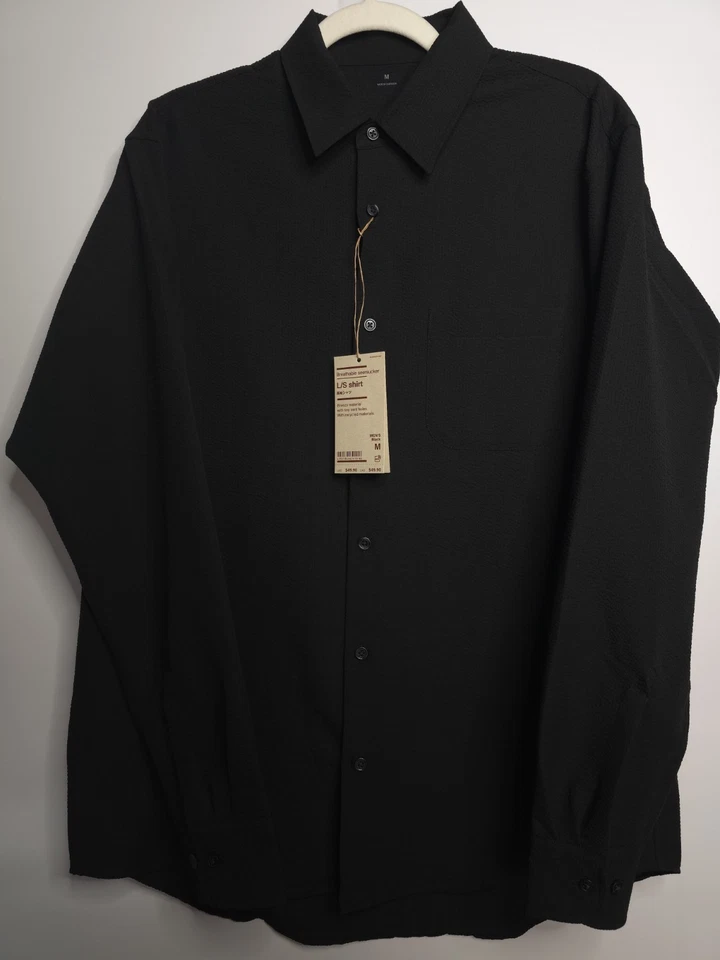 sz M. Muji длинным рукавом, на пуговицах дышащий seersucker рубашка, бриз материя - Изображение 1 из 4
