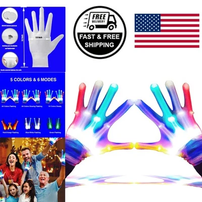 Guantes LED Brillantes para Niños y Adolescentes Talla Mediana Blanco Ideal para Celebraciones Foto 1 de 4