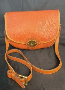 Vintage Dooney & Bourke Leather Cavalry Equestrian Crossbody Bag USA British Tan - Picture 1 of 16