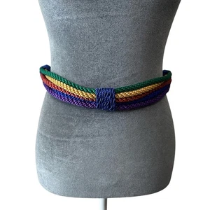 Small Rainbow Rope Belt- ties- vintage retro- waist belt- 80s, boho, bright - Picture 1 of 9