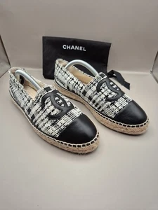 Chanel CC Espadrilles Tweed Black & White EU 39 UK 6 Made in Spain - Bild 1 von 14