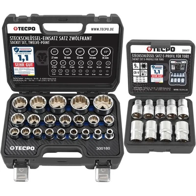 VIELZAHN + AUßEN TORX STECKSCHLÜSSEL SATZ 1/2 ZOLL STECKNÜSSE SET 8-36mm E10-E22 - Bild 1 von 4