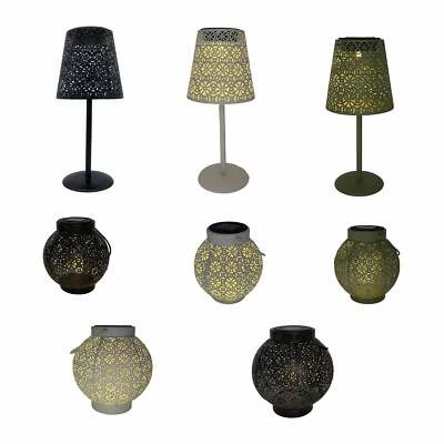 Solar Tischleuchte außen Laterne weiß schwarz salbei toller Schatteneffekt neu - Bild 1 von 4