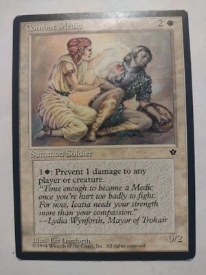 MTG Magic The Gathering Card Combat MedicSummon Soldier White Fallen Empires  - Image 1 of 2