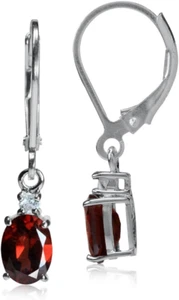 Petite 1.82ct. Natural Garnet and White Topaz Leverback Earrings, 925 Sterling S - Picture 1 of 12