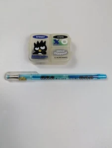 Vtg 90s Sanrio Badtz-Maru Japan Pen & Eraser, Clips & Pencil Sharpener Set - Picture 1 of 9
