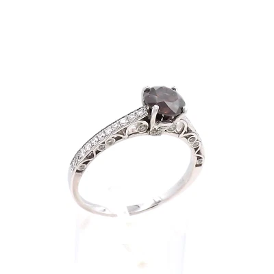 18k White Gold Cognac Dark Champagne Diamond Engagement Ring Setting sz10 - Image 1 of 4