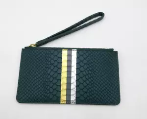 GiGi New York Wristlet Pouch Leather Zip Top 7x4" Teal - Bild 1 von 8