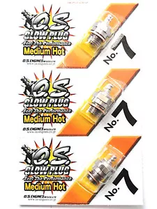 OS No.7 #7 Medium Nitro Glow Plug - 3 Pack 71607100 - Picture 1 of 1