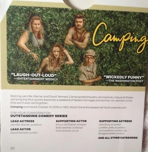 CAMPING, David Tennant Jennifer Garner 2019 EmmyViewer FYC HBO TV DVD 2 Episodes - Picture 1 of 3