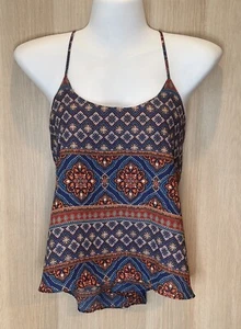 Y2K Baby Doll Womens Spaghetti Strap Top Shirt Bohemian Western Hippie Sz S - Picture 1 of 15