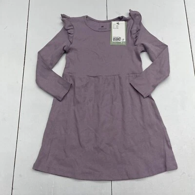 H & M фиолетовый ребристый длинным рукавом Fit & Flare платье ребенка ясельного возраста девочек 3/4T - Изображение 1 из 4