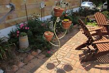 Antique Vintage Twisted Iron Green Flower Pot Stand Planter #2840BP