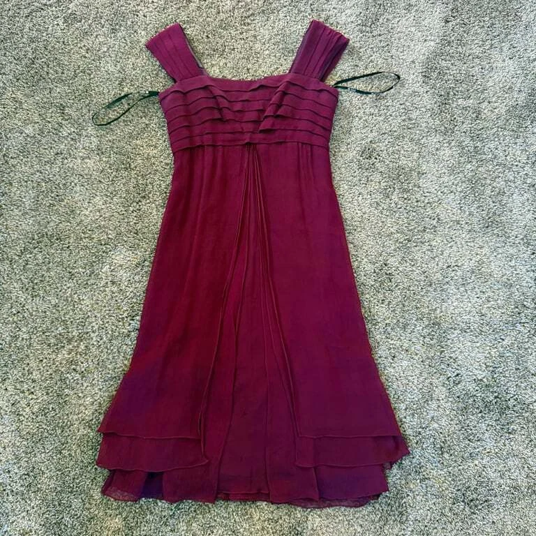 Vestido en Capas 100% Seda Colección Tadashi Noche Boda Talla 2 Foto 1 de 4