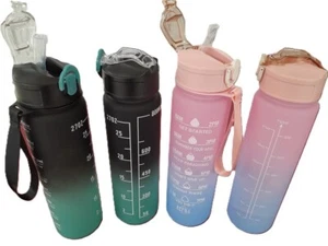 Trinkflasche mit Strohhalm, und Trageschlaufe 750ml Sport, Fitness - Bild 1 von 3