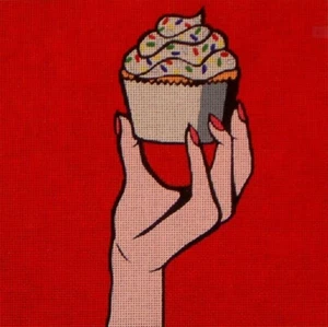 Needlepoint Handpainted DJ Designs Cupcake Pop Art 10x10 - Picture 1 of 4