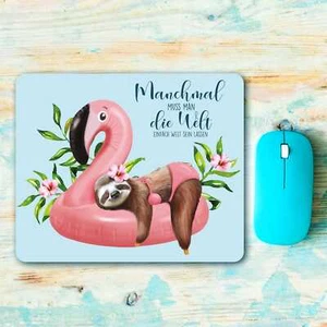 Mauspad Mousepad Faultier und Flamingo mit Spruch Home-Office-Dekor Büro Mita... - Bild 1 von 7