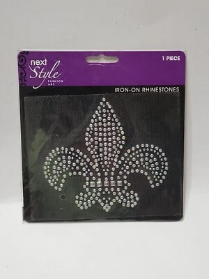 Lot of 8 Next Style Iron-On Rhinestones Medium Silver Fleur-de-Lis Fashion Art - Image 1 of 3