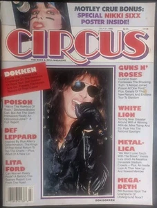 1988 CIRCUS MAGAZINE DON DOKKEN COVER NIKKI SIXX POSTER GUNS N ROSES 05234 - Picture 1 of 24