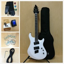 4/4 Haze 6FF WHT Fanned-Fret 6-String Electric Guitar,White +Free Gig Bag,Strap