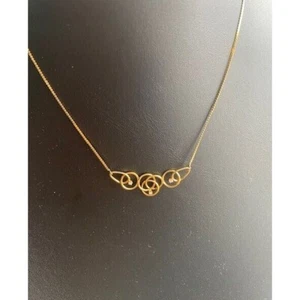 ELEGANT ITALIAN 14K YELLOW GOLD DIAMOND NECKLACE SKY - Picture 1 of 9