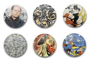 25mm 1"  INCH  BUTTON BADGES x6 JACKSON POLLOCK - Foto 1 di 1