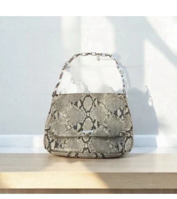 De Colección Nine West Imitación Piel de Serpiente Cartera Bolso sin asas Hombro Negro Tostado Foto 1 de 4