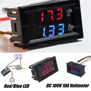 DC 100V 10A Voltmeter Ammeter Blue Red LED Amp Dual Digital Volt Meter Gauge - Picture 1 of 16