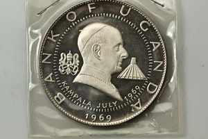 1969 Uganda "Pope Paul VI" 30 Shillings Silver Coin Grades Proof (NUM6257) - Picture 1 of 2