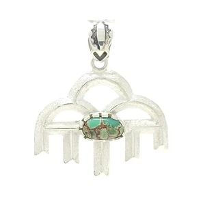 Tim Herrera Sterling Silver Cochiti Pueblo Raincloud Pendant Damele Variscite - Picture 1 of 8