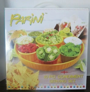 NEW Parini Cookware 10 Pc Condiment Serving Set Melamine Dips Food Plate Set - Picture 1 of 9