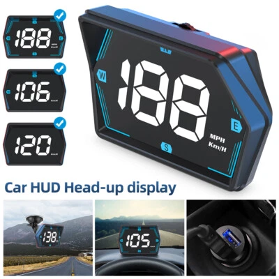 Universal Car HUD GPS Speedometer Heads-up Display Compass Over Speed Alert MPH - image 1 of 4