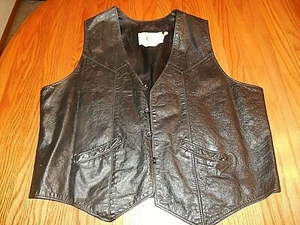 GILET VINTAGE ANNI 80 CARROLL USA UOMO VERA PELLE NERA - TAGLIA X LARGE  - Foto 1 di 11