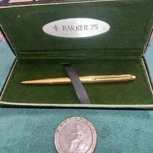Vintage Parker 75-14 Karat Walzgold Sammlerstück Kugelschreiber Kappe & Fass USA - Bild 1 von 6