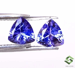 5x5 mm Certified Natural Tanzanite Trillion Cut 5 Quality Pairs Loose Gemstones - Picture 1 of 15