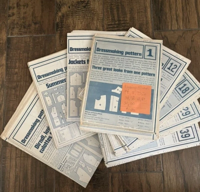 Vintage Dressmaking Pattern Set Lot of 70 Uncut Sheets Women Kids Men Dress Coat - Image 1 of 4