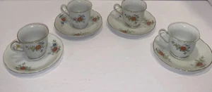 Vintage Japanese Coronation China Teacups & Saucers Set Of 4 Floral Flowers - Picture 1 of 11