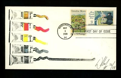 US FDC #1370 William II Cachet 26/28 Grandma Moses Baseball July 4th 5/1/1969 - Image 1 of 2