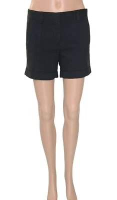 Pantalones Cortos THEORY Negros Elásticos Algodón Puños Frente Plano Talla 6 Foto 1 de 4