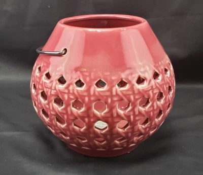 Pottery Barn Red Outdoor Ceramic Lantern - Image 1 of 3