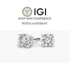 1.00ct Total D/VS Lab-grown Diamond Stud Earrings IGI Certification - Picture 1 of 6