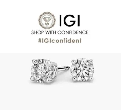 1.00ct Total D/VS Lab-grown Diamond Stud Earrings IGI Certification - Image 1 of 4