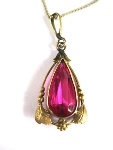 Art Nouveau Pendant with Necklace, Gold 585, 1,98 G - Picture 1 of 3