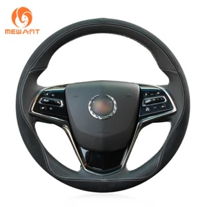 MEWANT Black Suede Leather Steering wheel Cover for Cadillac ATS CTS 2014-2016 - Picture 1 of 7