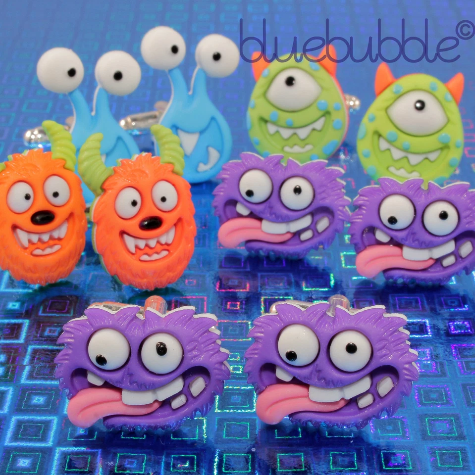 FUNKY MAD MONSTER CUFFLINKS COOL DADS GIFT NOVELTY RETRO TOON FUN WEDDING PROM  - Image 1 of 1