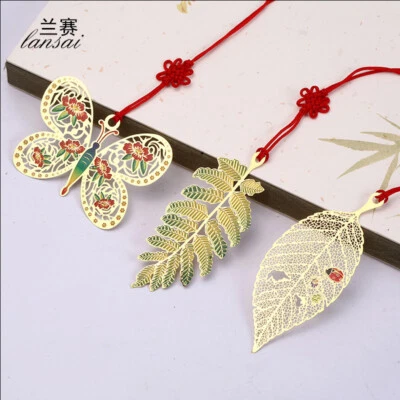 BARGAINS EXPRESS UK Gold Peack Butterfly Leaves Metal Cute Bookmarks Books Book Markers Readers Gift